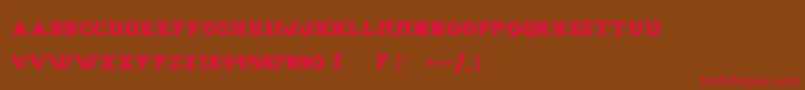 フォントAlfredLaMoule – 赤い文字が茶色の背景にあります。