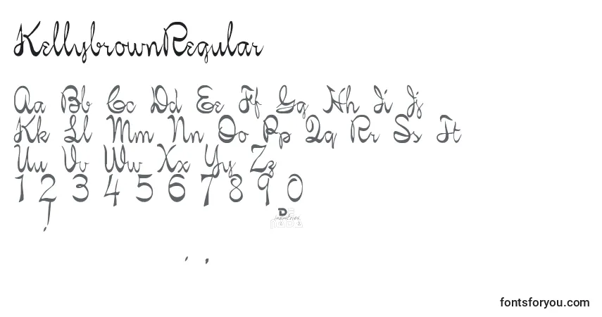 Czcionka KellybrownRegular – alfabet, cyfry, specjalne znaki
