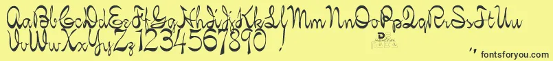 Fonte KellybrownRegular – fontes pretas em um fundo amarelo