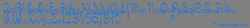 KellybrownRegular-Schriftart – Blaue Schriften auf grauem Hintergrund
