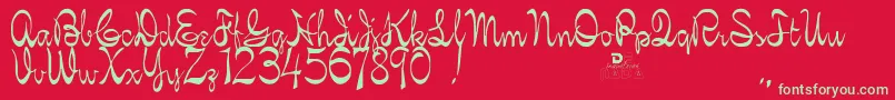 fuente KellybrownRegular – Fuentes Verdes Sobre Fondo Rojo