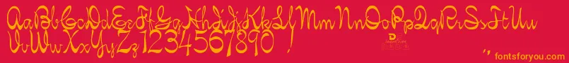 KellybrownRegular-fontti – oranssit fontit punaisella taustalla