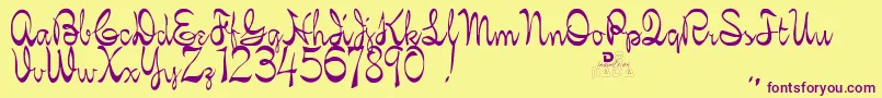 KellybrownRegular-Schriftart – Violette Schriften auf gelbem Hintergrund
