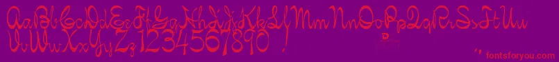 KellybrownRegular-Schriftart – Rote Schriften auf violettem Hintergrund