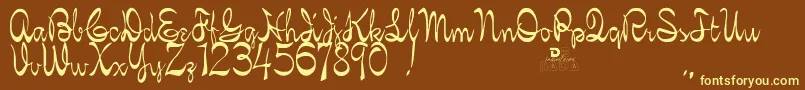 KellybrownRegular-fontti – keltaiset fontit ruskealla taustalla