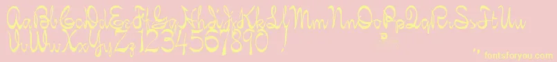 KellybrownRegular-Schriftart – Gelbe Schriften auf rosa Hintergrund