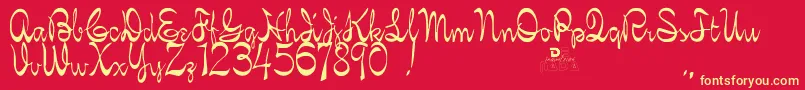 KellybrownRegular-fontti – keltaiset fontit punaisella taustalla