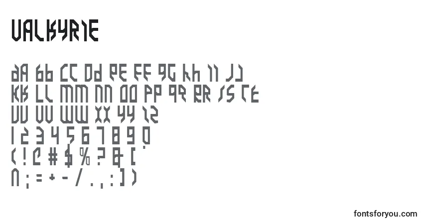 A fonte Valkyrie – alfabeto, números, caracteres especiais