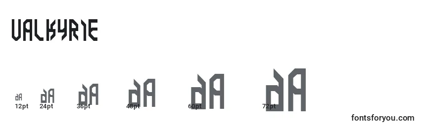 Размеры шрифта Valkyrie
