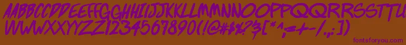 FightingWordzBoldItalic Font – Purple Fonts on Brown Background