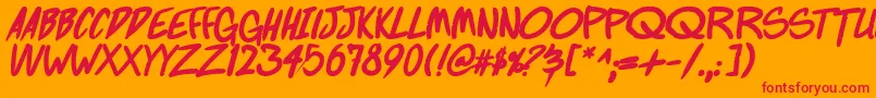 FightingWordzBoldItalic Font – Red Fonts on Orange Background