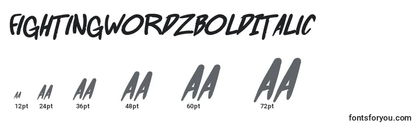 FightingWordzBoldItalic Font Sizes