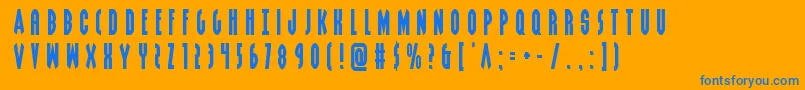 Grendelsmothertitle-Schriftart – Blaue Schriften auf orangefarbenem Hintergrund