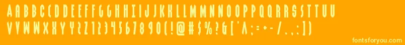 Grendelsmothertitle-Schriftart – Gelbe Schriften auf orangefarbenem Hintergrund