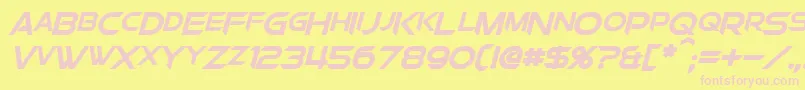 ChromiaSupercapBoldItalic-fontti – vaaleanpunaiset fontit keltaisella taustalla