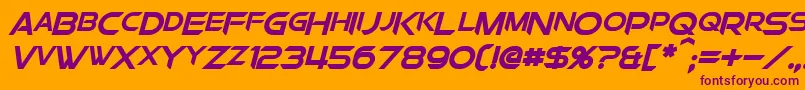 ChromiaSupercapBoldItalic-fontti – violetit fontit oranssilla taustalla
