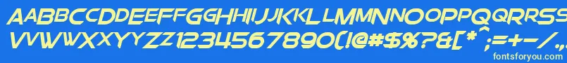 ChromiaSupercapBoldItalic Font – Yellow Fonts on Blue Background