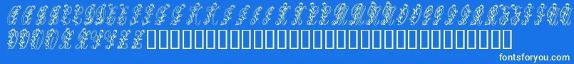 Tulips-Schriftart – Gelbe Schriften auf blauem Hintergrund