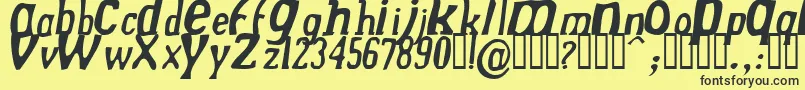 Fonte DrekNormalitalic – fontes pretas em um fundo amarelo