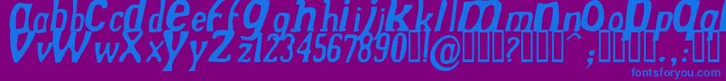 Fonte DrekNormalitalic – fontes azuis em um fundo violeta