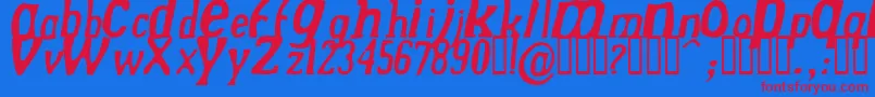 DrekNormalitalic-fontti – punaiset fontit sinisellä taustalla