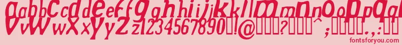 Fonte DrekNormalitalic – fontes vermelhas em um fundo rosa