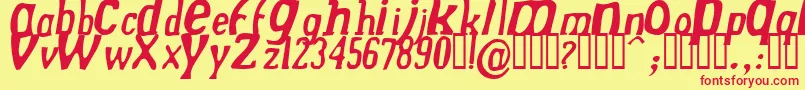 Fonte DrekNormalitalic – fontes vermelhas em um fundo amarelo