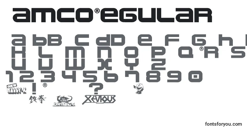Schriftart NamcoRegular – Alphabet, Zahlen, spezielle Symbole