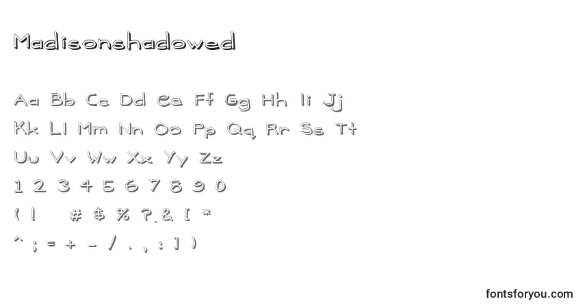 Madisonshadowedフォント–アルファベット、数字、特殊文字
