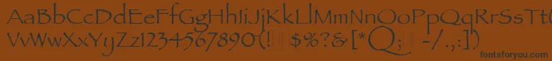PapyrusPlain-fontti – mustat fontit ruskealla taustalla