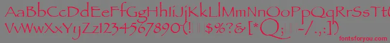 PapyrusPlain-Schriftart – Rote Schriften auf grauem Hintergrund