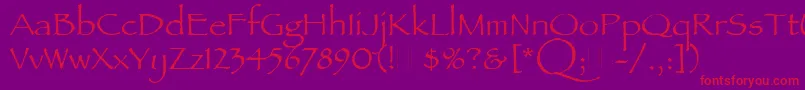 PapyrusPlain-Schriftart – Rote Schriften auf violettem Hintergrund