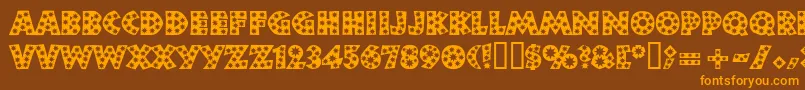 Neulandstar-Schriftart – Orangefarbene Schriften auf braunem Hintergrund