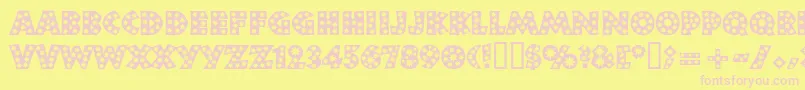 Neulandstar-fontti – vaaleanpunaiset fontit keltaisella taustalla