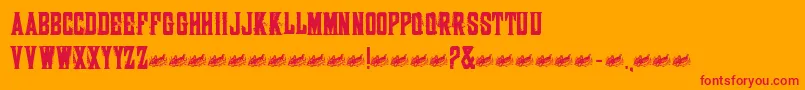 Snacks-Schriftart – Rote Schriften auf orangefarbenem Hintergrund