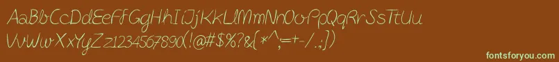 Więcej informacji o czcionce PostitPenscript Czcionka PostitPenscript – zielone czcionki na brązowym tle