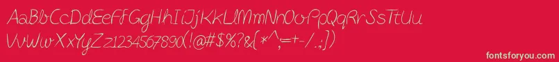 PostitPenscript-Schriftart – Grüne Schriften auf rotem Hintergrund