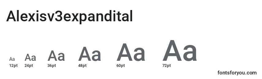 Размеры шрифта Alexisv3expandital