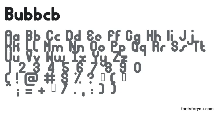 Schriftart Bubbcb – Alphabet, Zahlen, spezielle Symbole