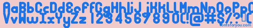 Bubbcb-Schriftart – Blaue Schriften auf rosa Hintergrund