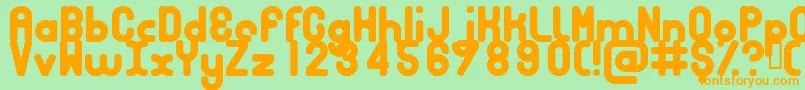 Bubbcb-Schriftart – Orangefarbene Schriften auf grünem Hintergrund