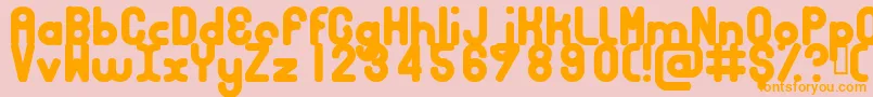 フォントBubbcb – オレンジの文字がピンクの背景にあります。