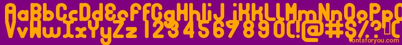 Bubbcb-Schriftart – Orangefarbene Schriften auf violettem Hintergrund