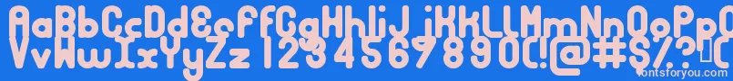 フォントBubbcb – ピンクの文字、青い背景