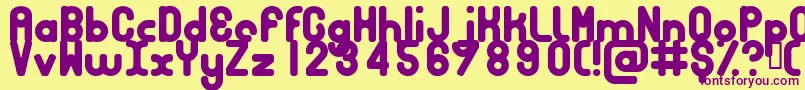 フォントBubbcb – 紫色のフォント、黄色の背景