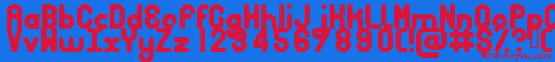 Bubbcb-Schriftart – Rote Schriften auf blauem Hintergrund