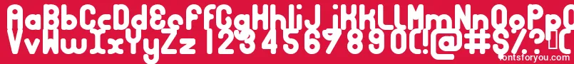 Bubbcb-Schriftart – Weiße Schriften auf rotem Hintergrund