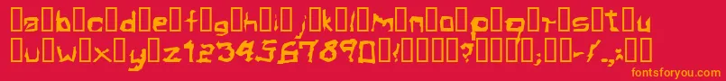 ElectamineOddtype-Schriftart – Orangefarbene Schriften auf rotem Hintergrund