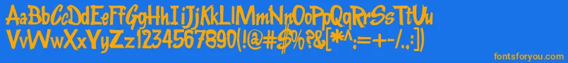 Czcionka Kentuckyfriedchickenfont – pomarańczowe czcionki na niebieskim tle