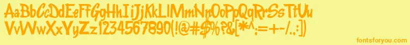 Kentuckyfriedchickenfont-Schriftart – Orangefarbene Schriften auf gelbem Hintergrund